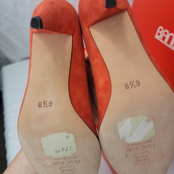 VNTG 80s Pancaldi Red Suede Kitty Heel Pumps size 6.5 - Picture 4 of 6